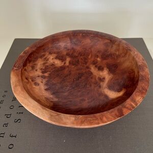 Handcrafted  vintage mid century burlwood Wooden Bowl 8 inch diameter